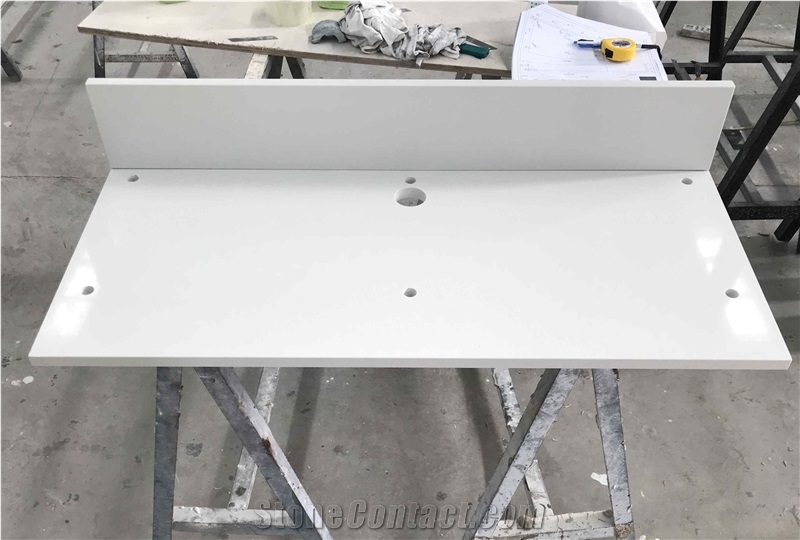 Customized White Quartz Hostitality Furniture Tops