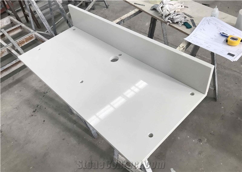 Customized White Quartz Hostitality Furniture Tops
