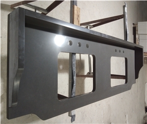 Dark Grey Quartz Double Sink Bathroom Vanity Tops