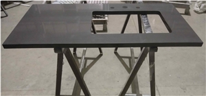 Factory Customized Pure Black Quartz Vanity Tops