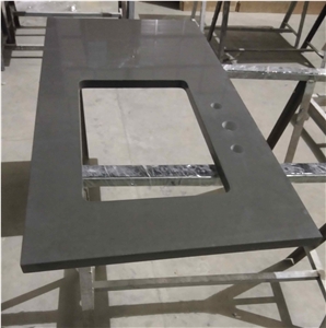 Factory Customized Pure Black Quartz Vanity Tops