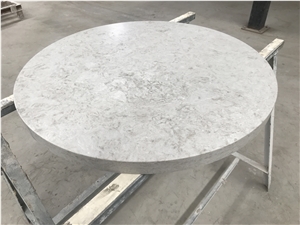 Grey Quartz Stone Honed Round Desk Cafe Table Top