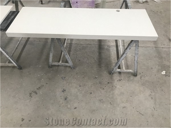 Hausys Cirrus White Headboard Desk Stone Top