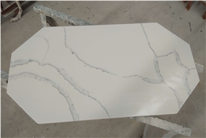 Hotel White Statuario Venato Quartz Tea Table Tops