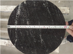 Jet Misty Black Granite Brushed Round Side Tables