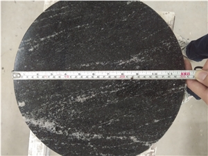 Jet Misty Black Granite Brushed Round Side Tables