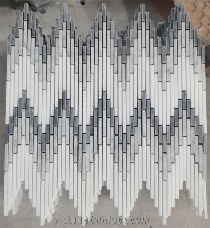 Linear Strips Mosaic Tiles for Kitchen Backsplash