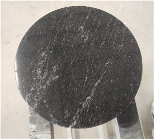 Misty Black Granite Polished Side Tea Tables Round