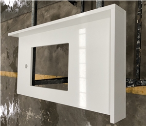 Morning Frost White Quartz Custom Bath Vanity Tops