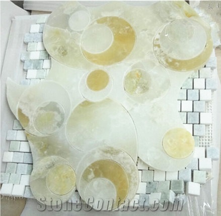 Onyx Lunar Crescent Mosaic for Bathroom Flooring