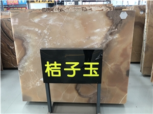 Orange Jade Bubble Onyx Slabs for Hotel Walling