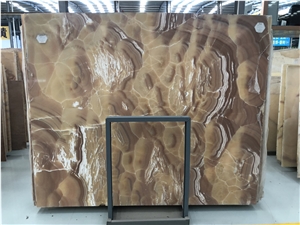 Orange Jade Bubble Onyx Slabs for Hotel Walling