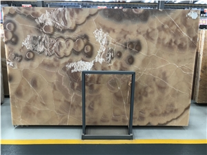 Orange Jade Bubble Onyx Slabs for Hotel Walling