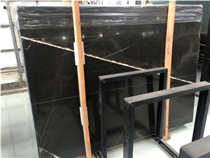 Polished Laurent Black Gold Marble Slab for Vanity