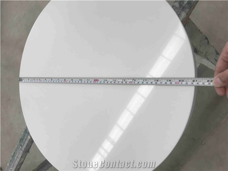 Polished Pure White Quartz Table Tops for Hotel