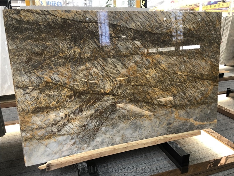 Polished Wild Forest Quartzite Slab for Hotel Wall