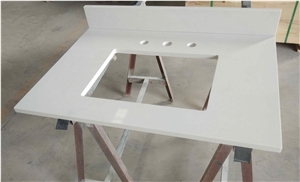 Prefab Cirrus Quartz White Bathroom Vanity Tops