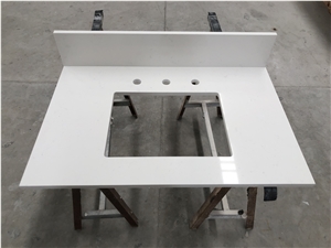 Prefab White Quartz Vanity Tops For Hotel Home Bathroom