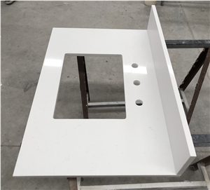Prefab White Quartz Vanity Tops For Hotel Home Bathroom