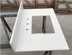 Prefab White Quartz Vanity Tops For Hotel Home Bathroom