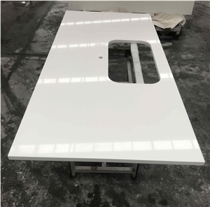 Pure White Quartz Kitchen Countertop for Apartment
