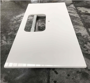 Pure White Quartz Kitchen Countertop for Apartment