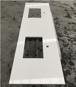 Pure White Quartz Vanity Tops for Hotel Bathroom