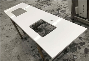 Pure White Quartz Vanity Tops for Hotel Bathroom
