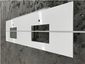 Pure White Quartz Vanity Tops for Hotel Bathroom