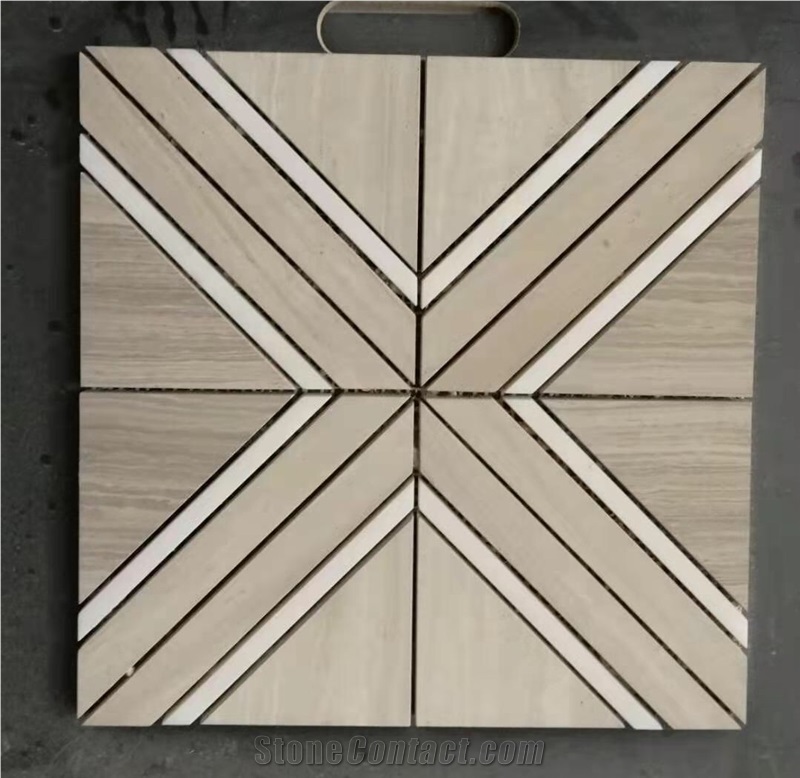 Traiangle Geometric Wooden Marble Mosaic Tiles