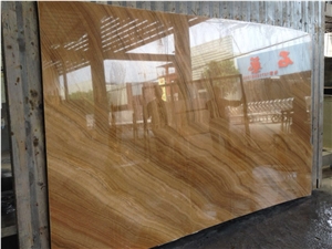 Translucent Wood Grain Yellow Onyx for Walling