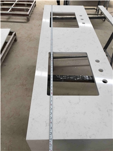 White Granite-Look Quartz Vanity Tops for Hotel