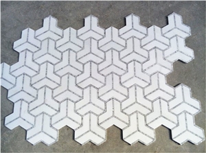 White Marble Y Shape Mosaic for Kitechen Wall