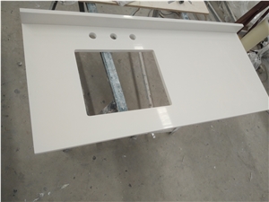 White Sand Artificial Quartz Stone Vanity Bath Top