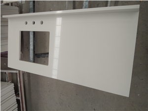 White Sand Artificial Quartz Stone Vanity Bath Top