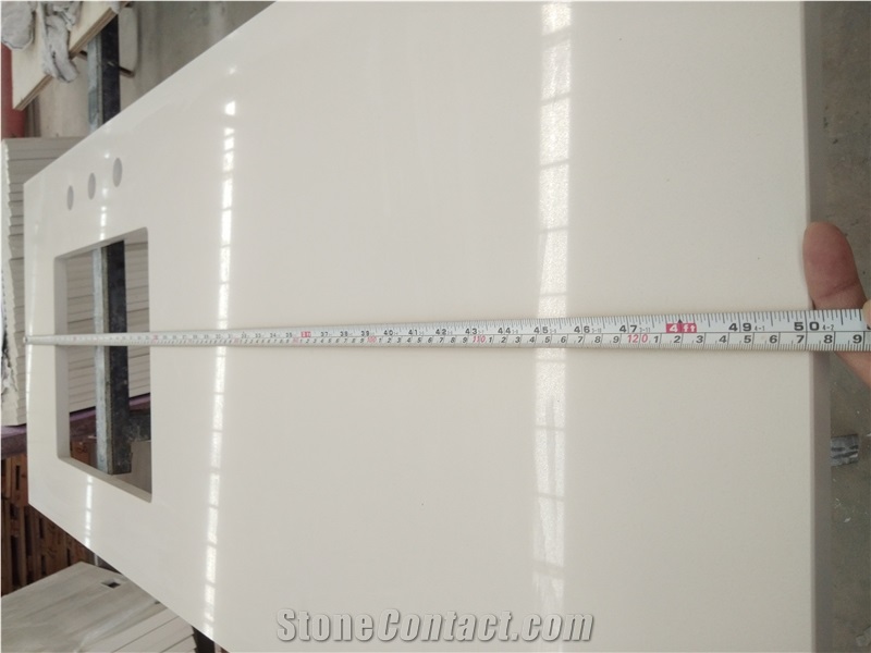 White Sand Artificial Quartz Stone Vanity Bath Top