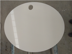 White Sand Quartz Oval Nightstand Furniture Tops