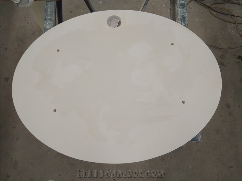 White Sand Quartz Oval Nightstand Furniture Tops