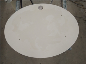 White Sand Quartz Oval Nightstand Furniture Tops