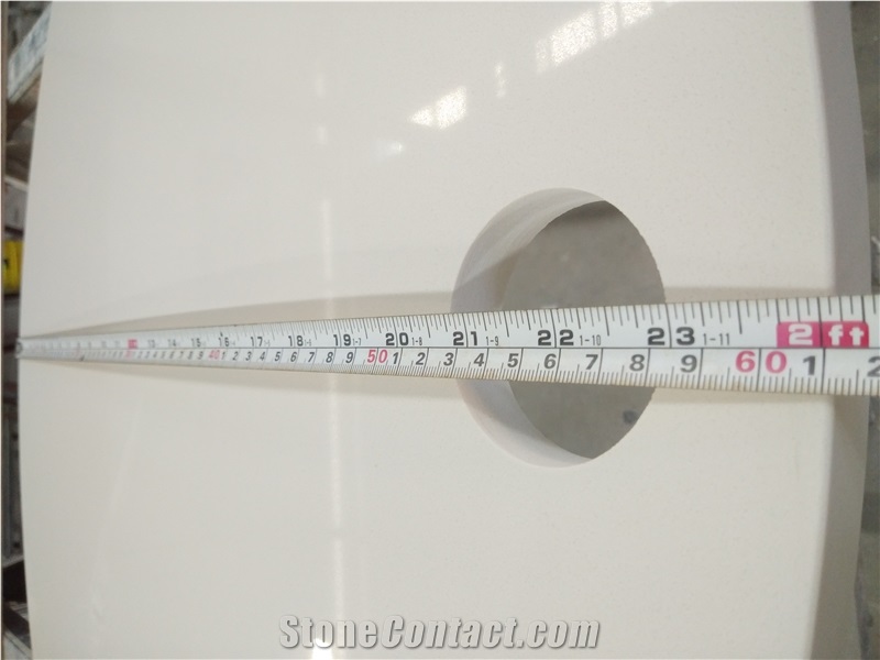 White Sand Quartz Oval Nightstand Furniture Tops