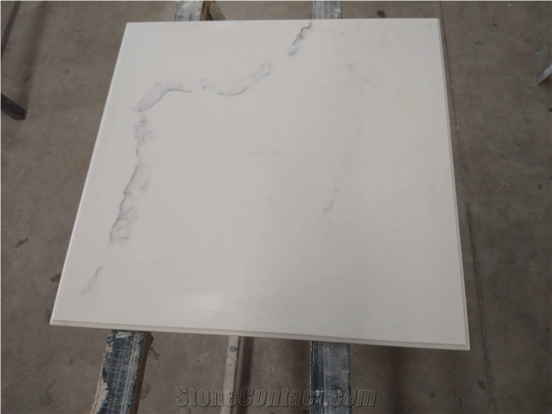 White Statuario Venato Quartz Bathroom Countertops