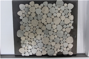 Wood Vein Marble Pebble Mosaic for Bathroom Floor