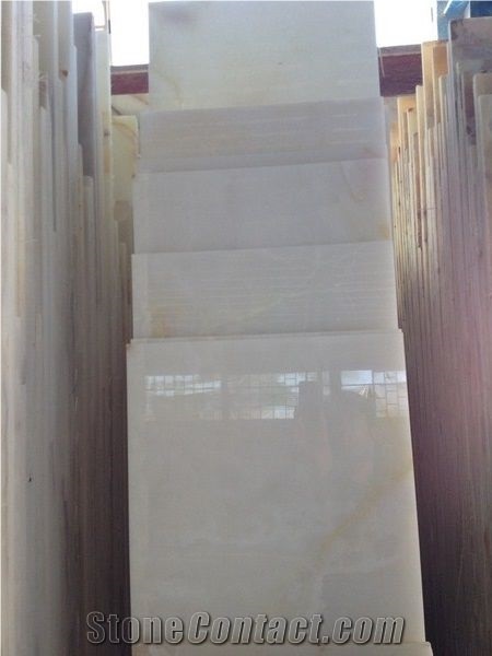 Snow White Onyx Slab & Tile, Iran White Onyx