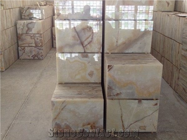 Snow White Onyx Slab & Tile, Iran White Onyx