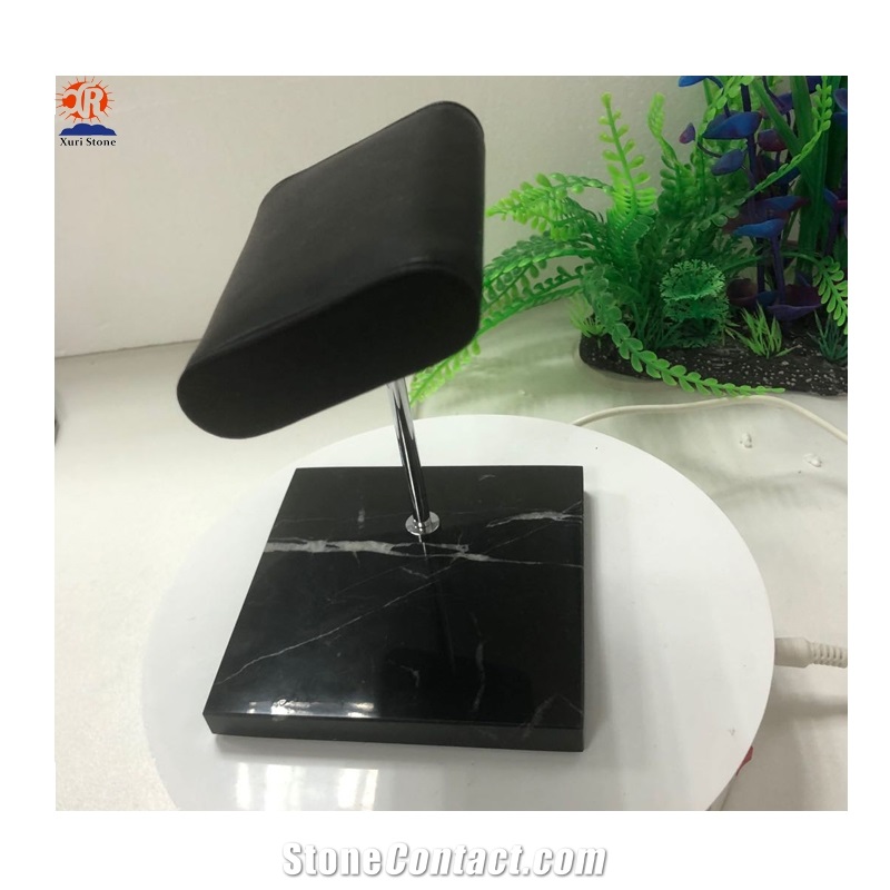 Black Tmarble Watch Display Stand with Leather