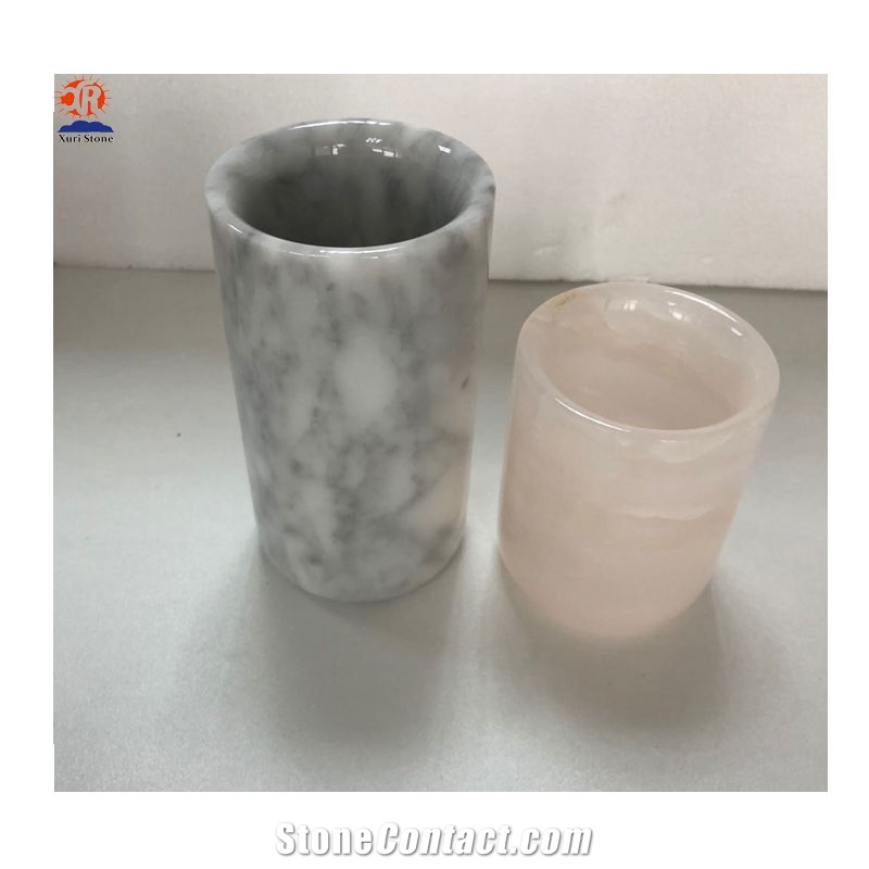 Natural Pink Onyx Candle Jars Holder