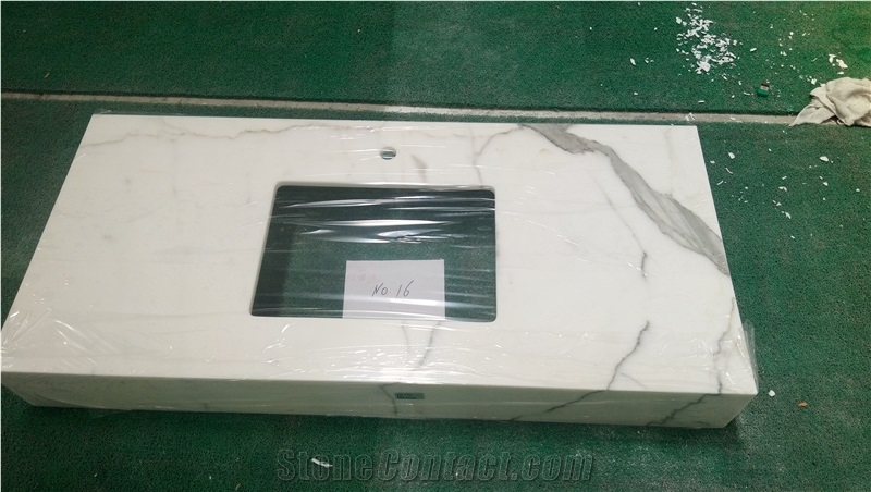 Vietnam Caracatta White Quartz Hotel Vanity Top