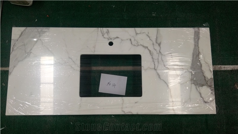 Vietnam Caracatta White Quartz Hotel Vanity Top
