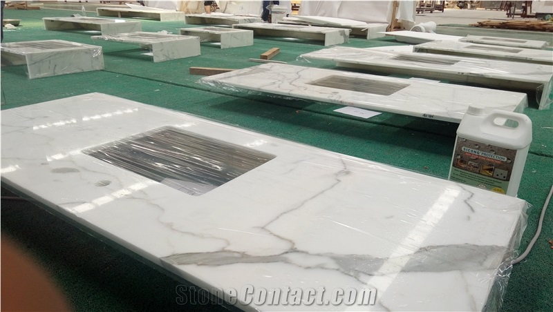 Vietnam Caracatta White Quartz Hotel Vanity Top