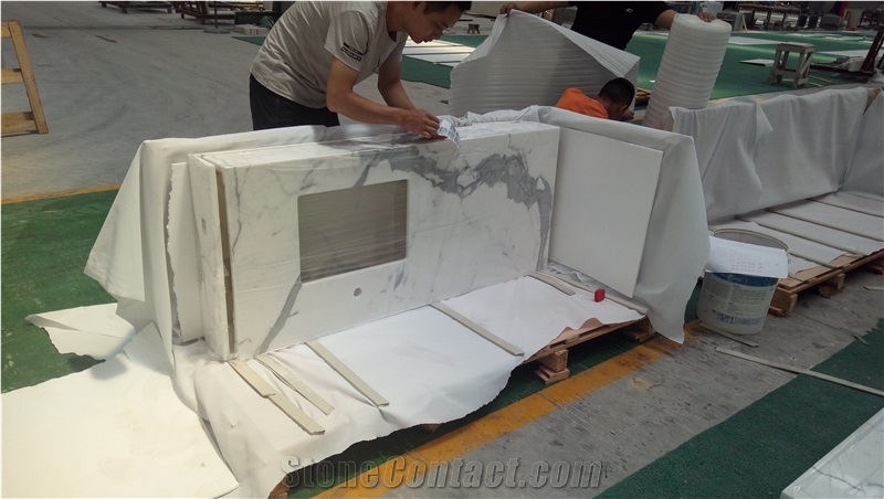 Vietnam Caracatta White Quartz Hotel Vanity Top